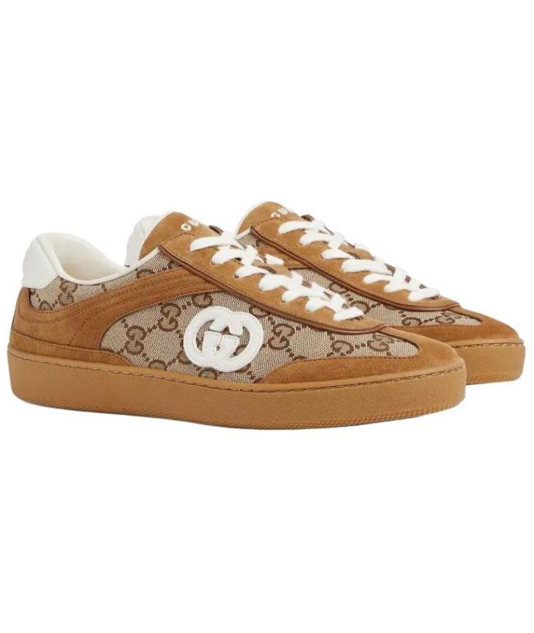 GUCCI Коричневые кожаные кроссовки, фото 3