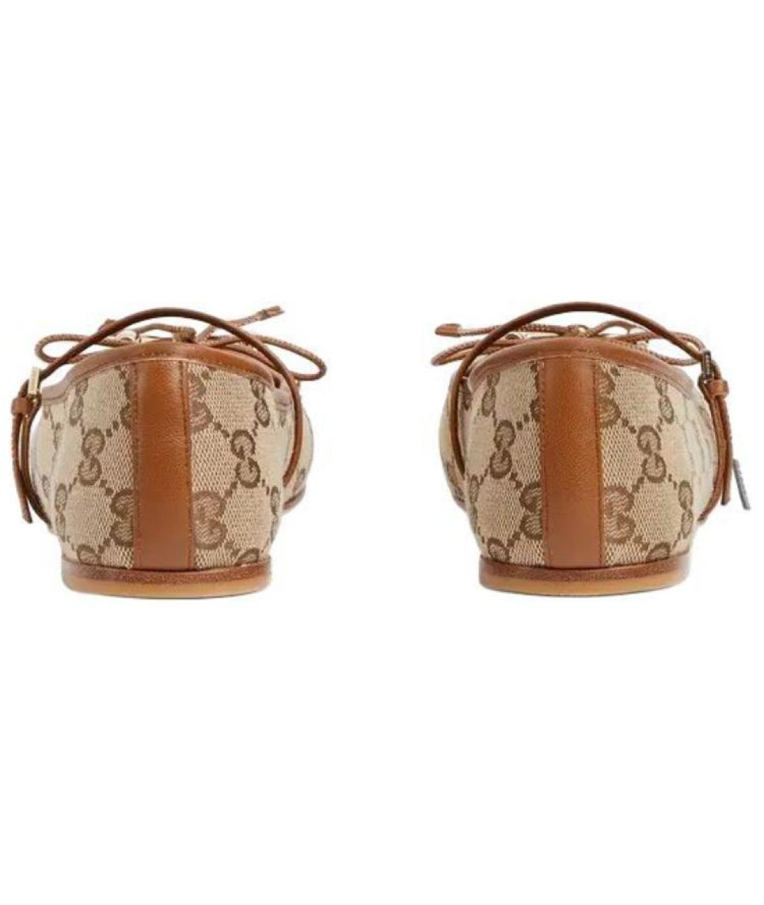 GUCCI Коричневые текстильные балетки, фото 4