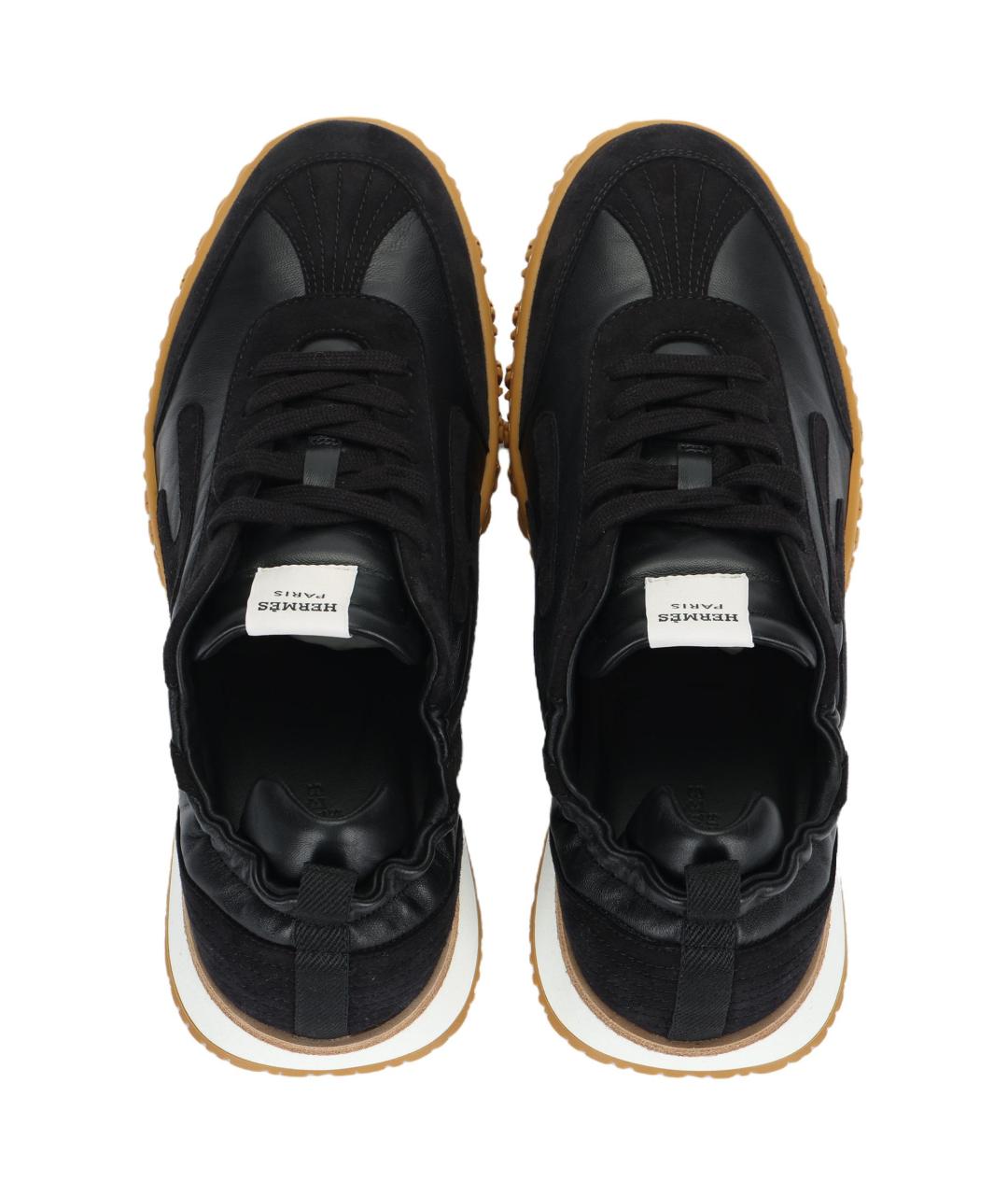HERMES Черные кожаные низкие кроссовки / кеды, фото 3