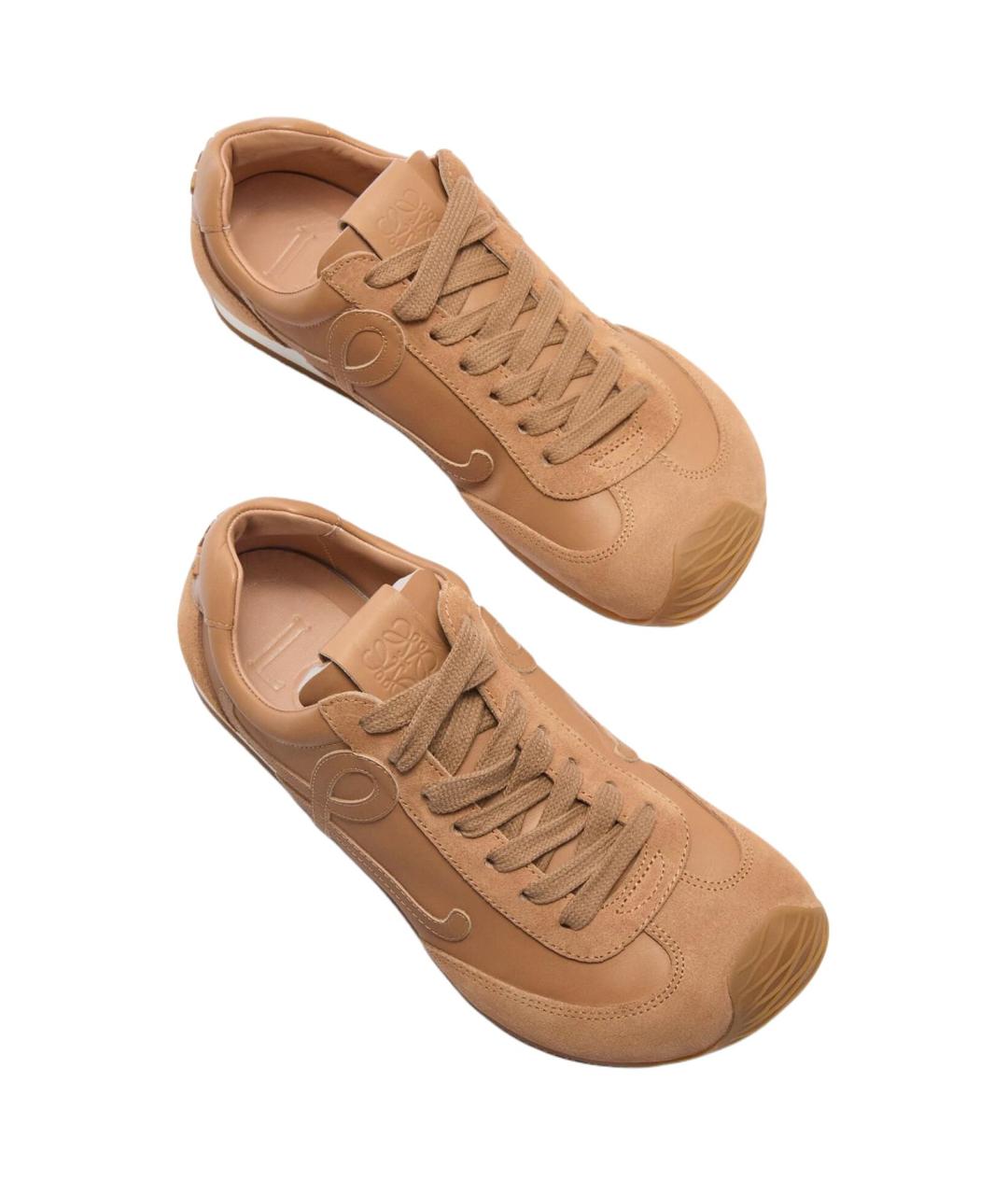 LOEWE Коричневые кожаные низкие кроссовки / кеды, фото 4