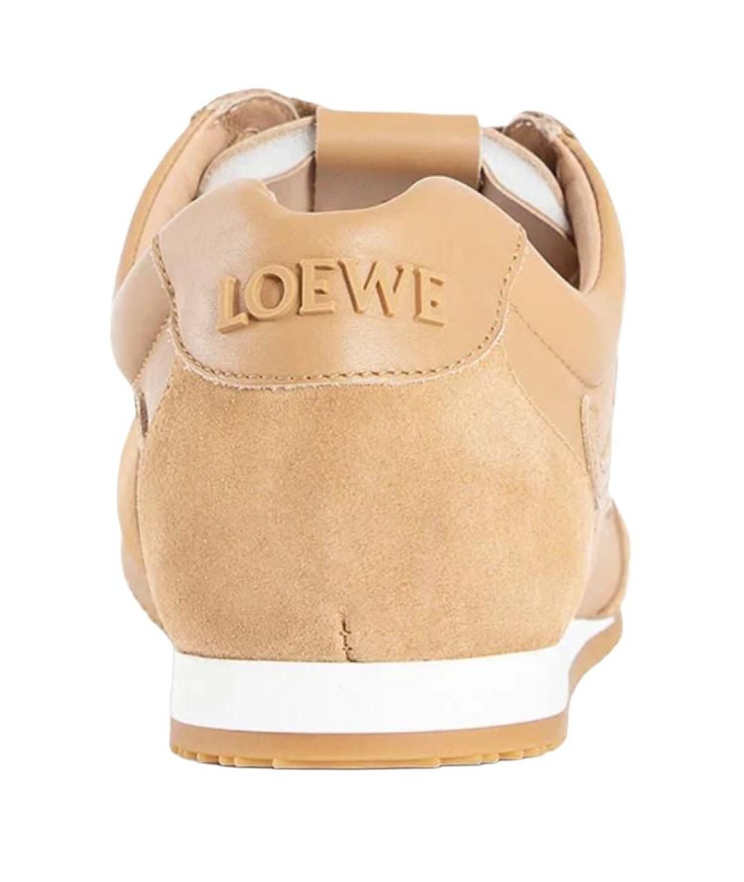 LOEWE Коричневые кожаные низкие кроссовки / кеды, фото 5