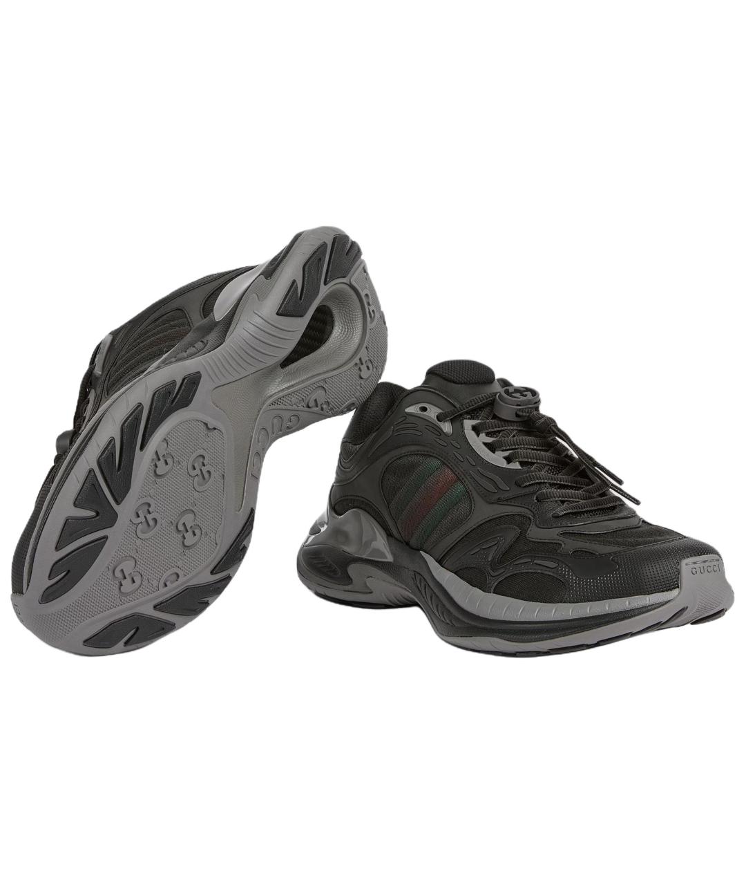 GUCCI Черные текстильные низкие кроссовки / кеды, фото 6