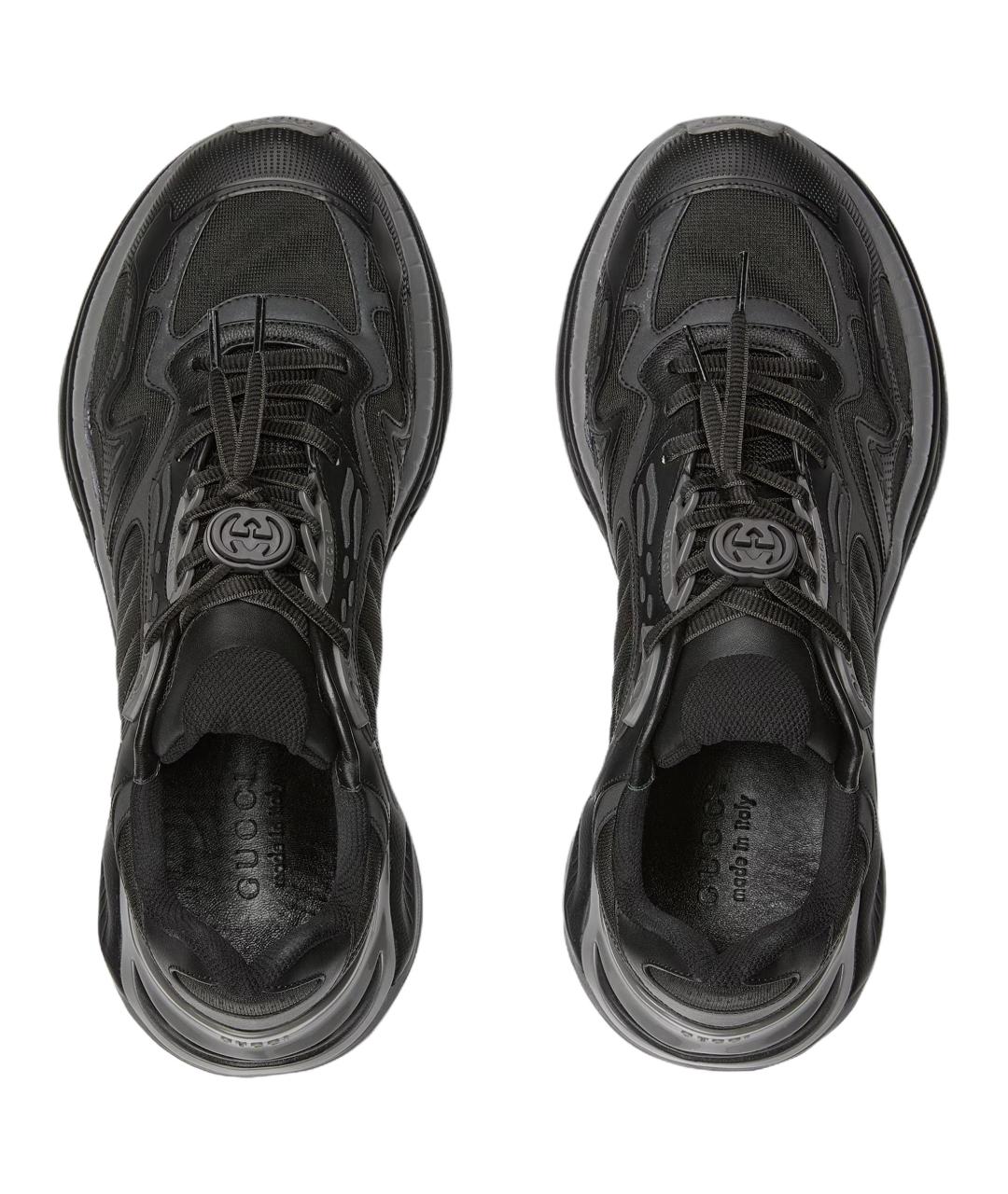 GUCCI Черные текстильные низкие кроссовки / кеды, фото 4