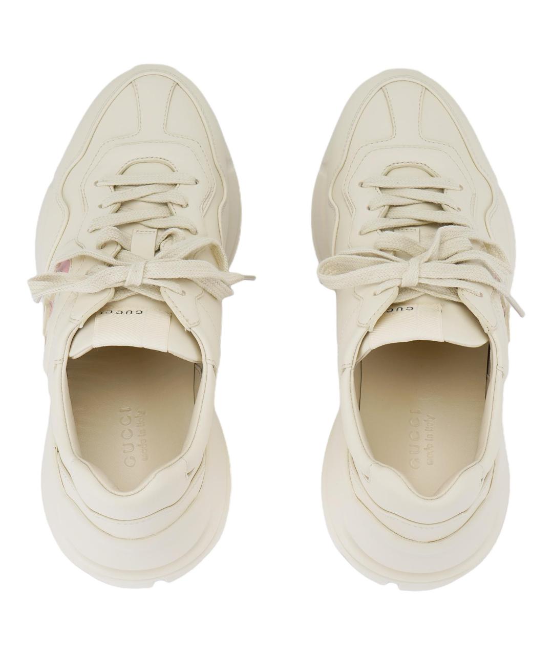 GUCCI Бежевые кожаные кроссовки, фото 4