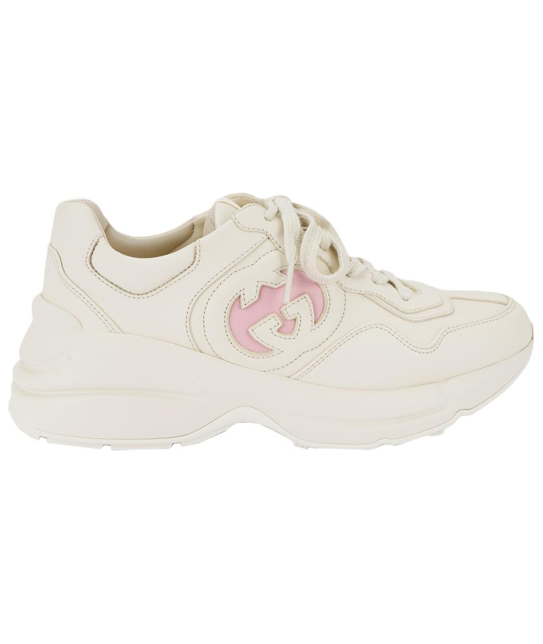 GUCCI Бежевые кожаные кроссовки, фото 1