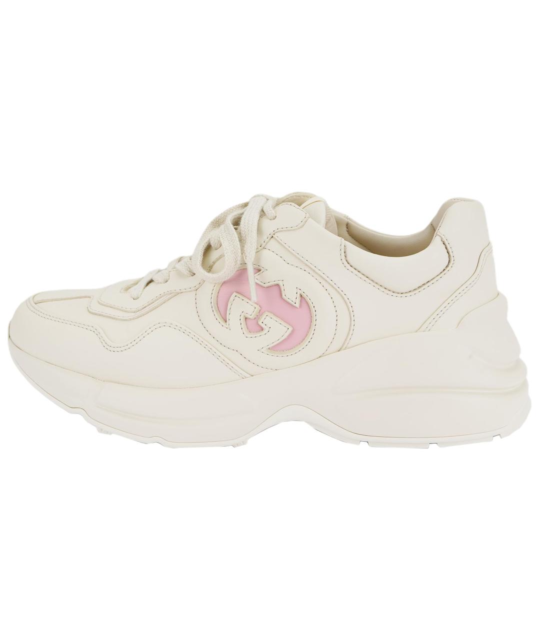 GUCCI Бежевые кожаные кроссовки, фото 2