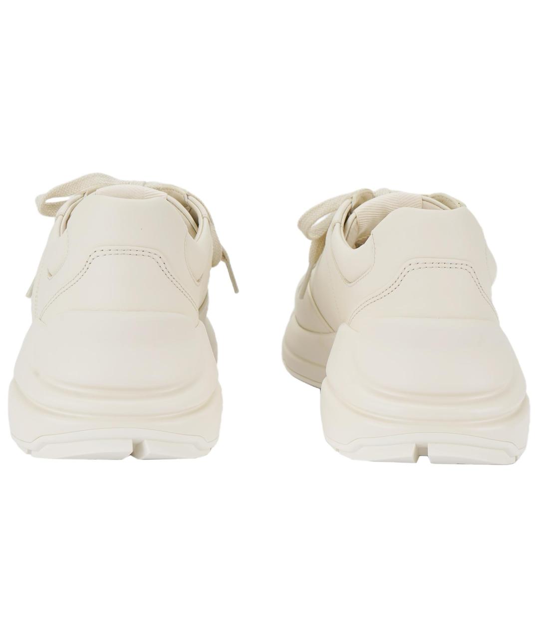 GUCCI Бежевые кожаные кроссовки, фото 5