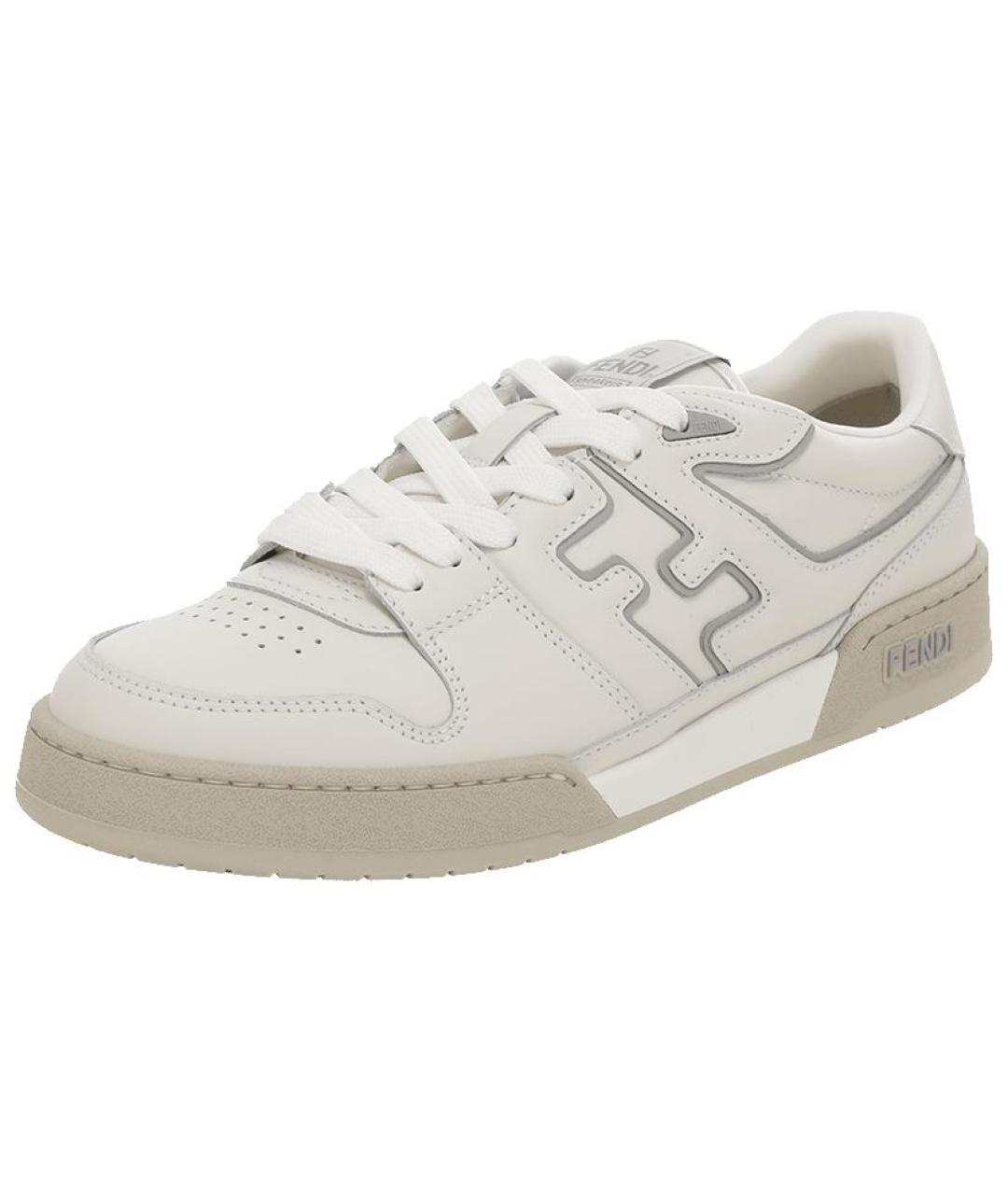 FENDI Белые кожаные низкие кроссовки / кеды, фото 3