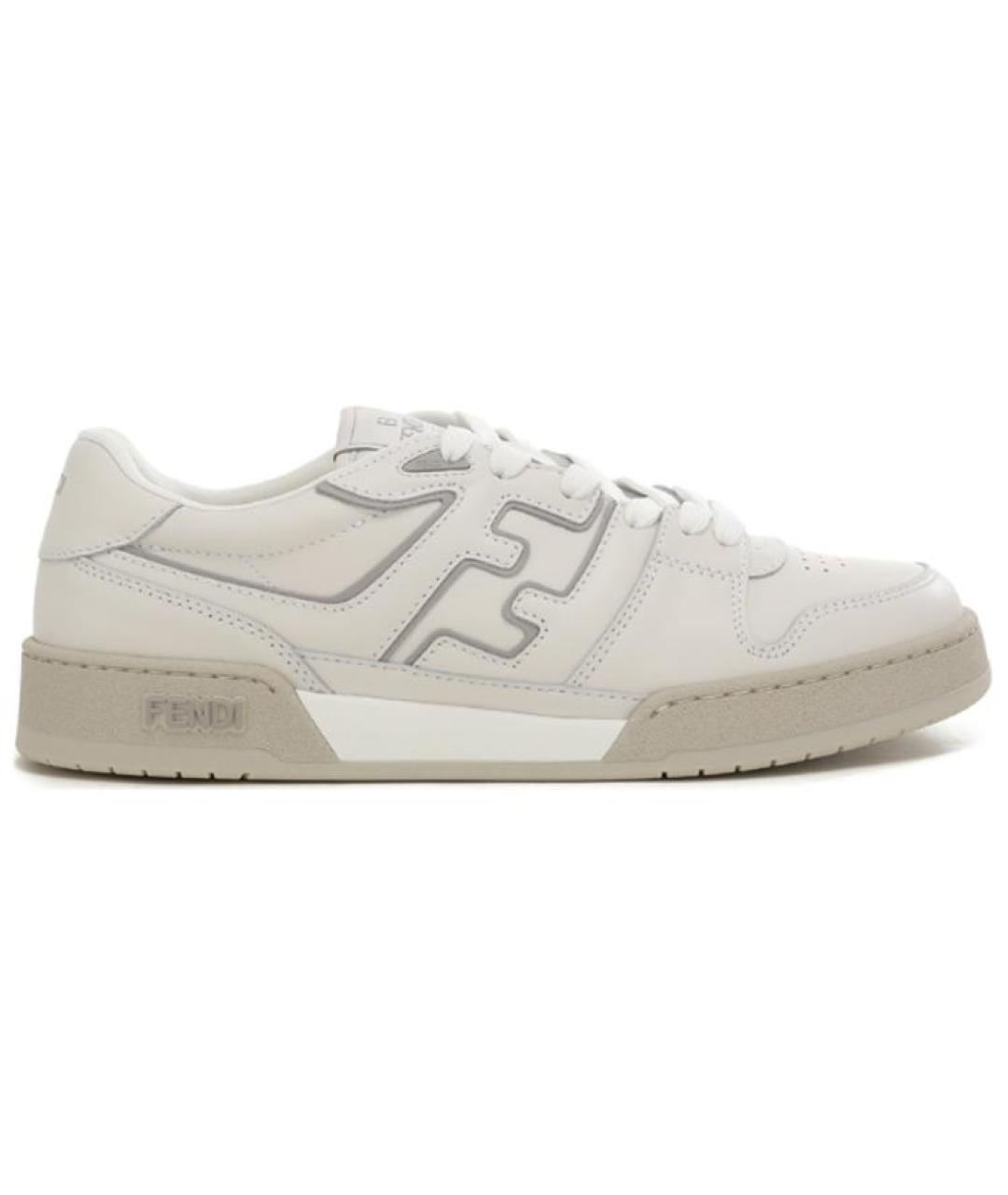FENDI Белые кожаные низкие кроссовки / кеды, фото 1