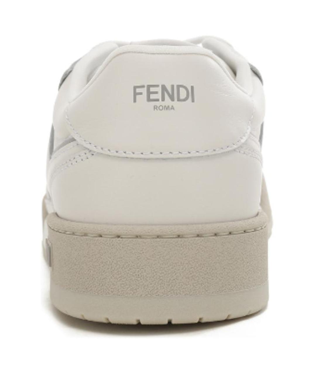 FENDI Белые кожаные низкие кроссовки / кеды, фото 5
