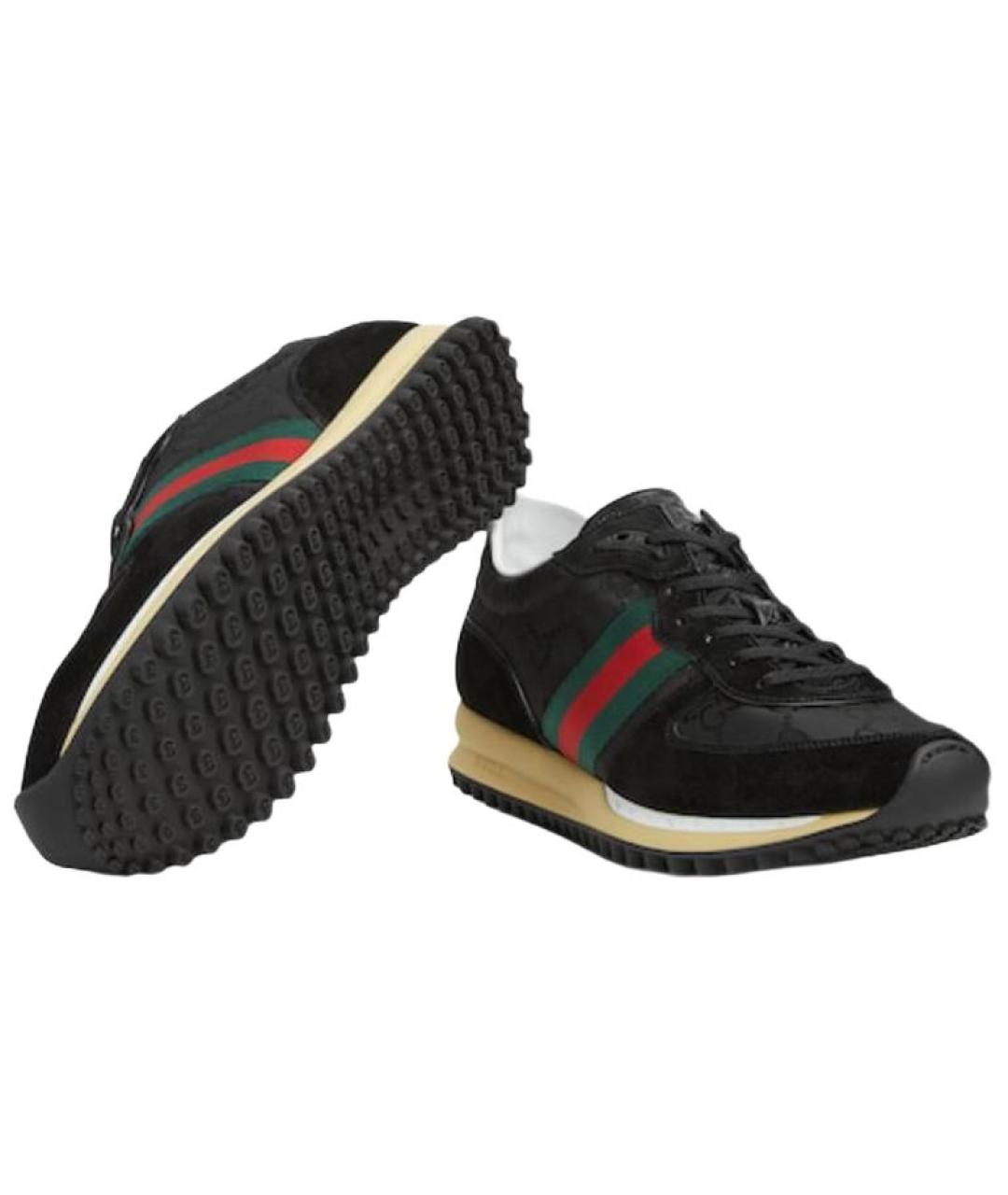 GUCCI Черные текстильные низкие кроссовки / кеды, фото 6