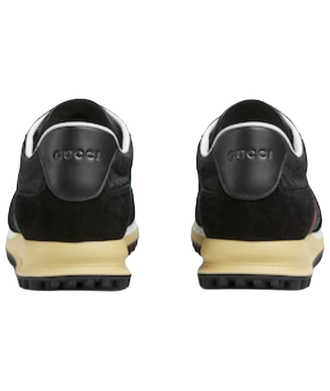 GUCCI Черные текстильные низкие кроссовки / кеды, фото 5