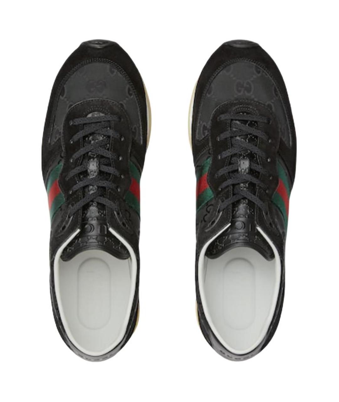 GUCCI Черные текстильные низкие кроссовки / кеды, фото 4