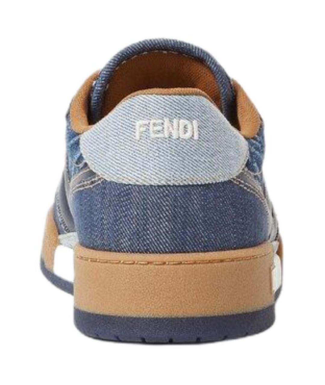 FENDI Синие текстильные низкие кроссовки / кеды, фото 5