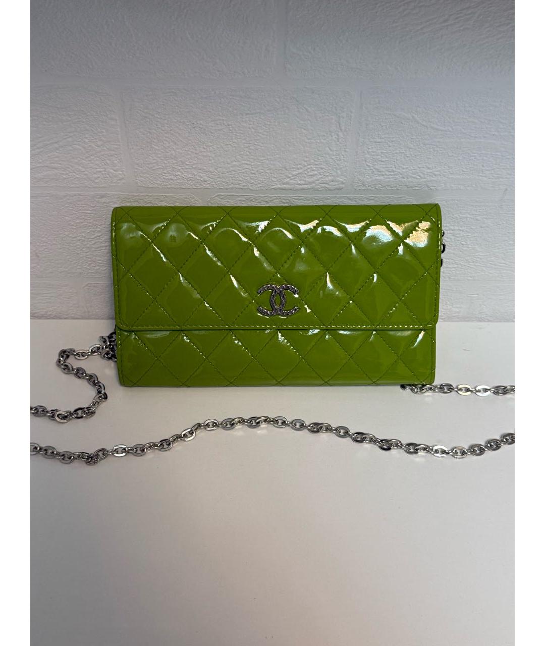 CHANEL Зеленая кожаная сумка через плечо, фото 4