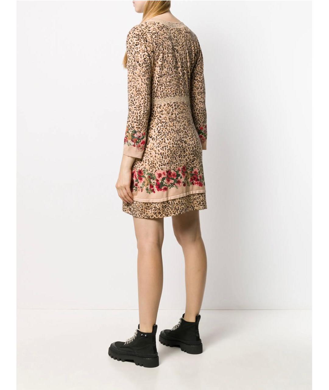 TWIN-SET Коричневое вискозное повседневное платье, фото 4