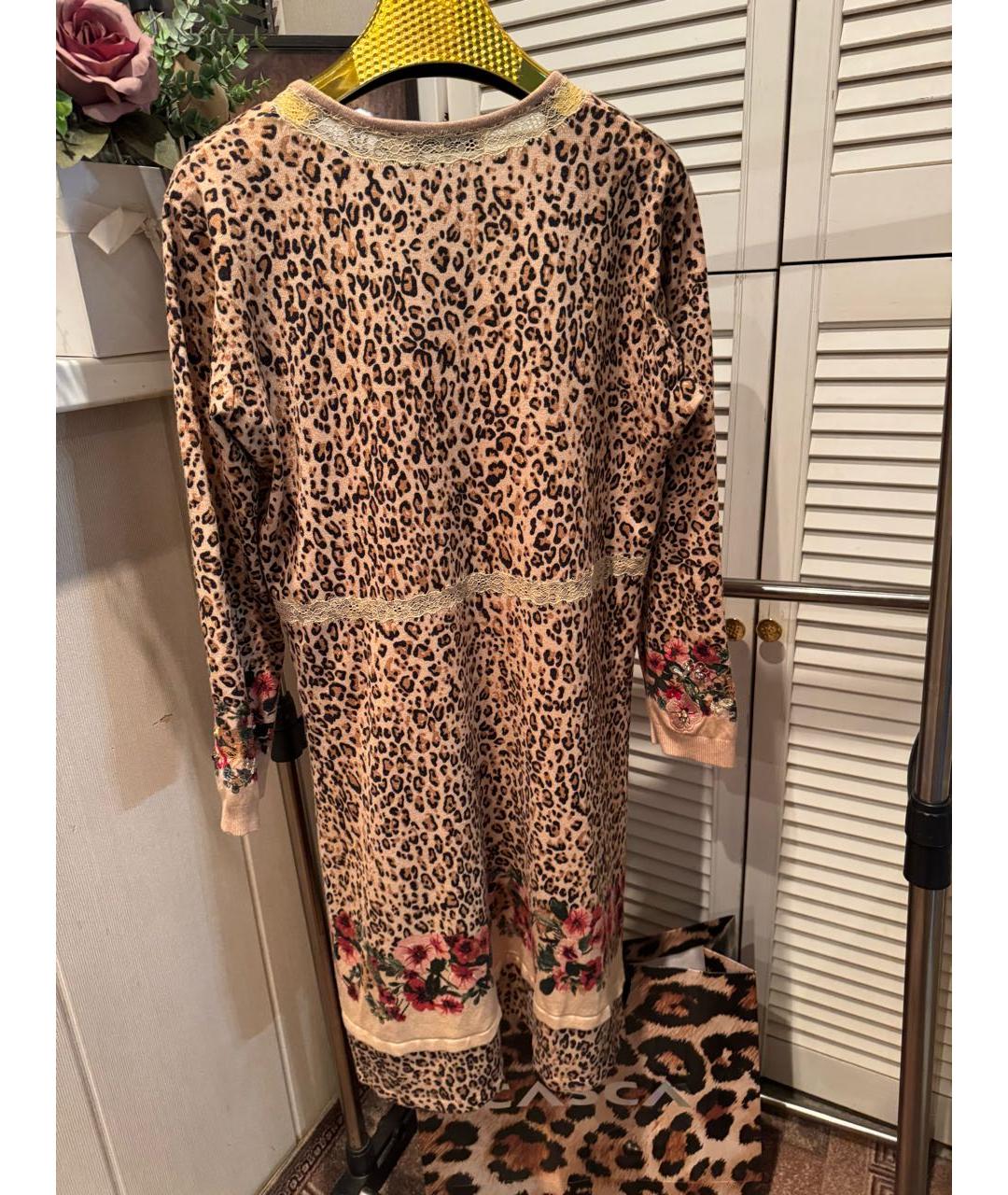 TWIN-SET Коричневое вискозное повседневное платье, фото 7