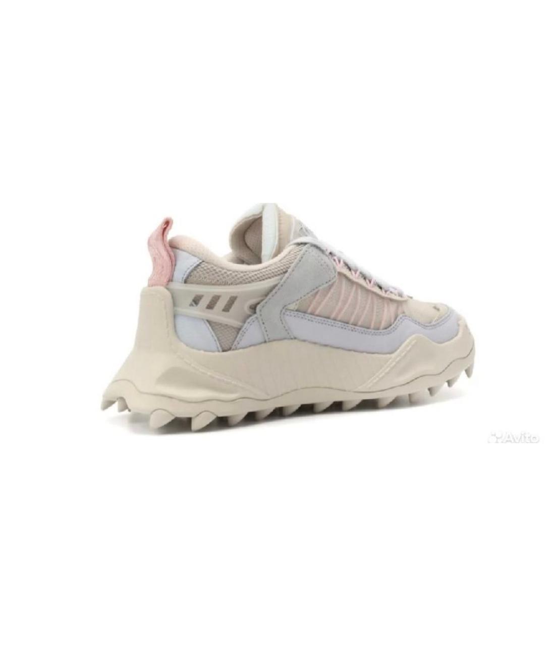 OFF-WHITE Бежевые кожаные кроссовки, фото 5