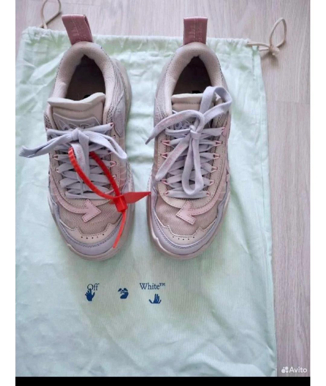 OFF-WHITE Бежевые кожаные кроссовки, фото 2