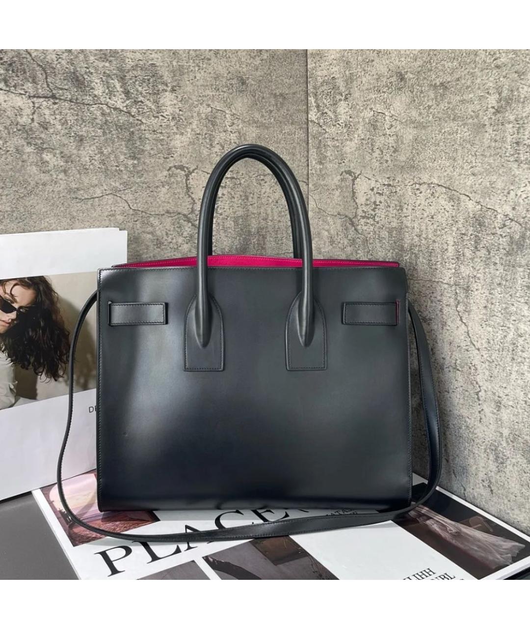 SAINT LAURENT Черная кожаная сумка через плечо, фото 2