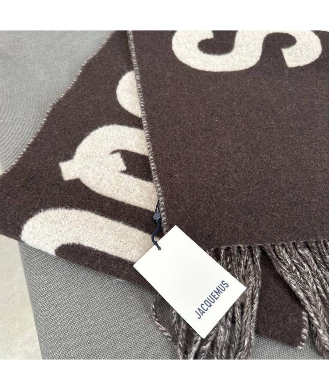 JACQUEMUS Коричневый шерстяной шарф, фото 3