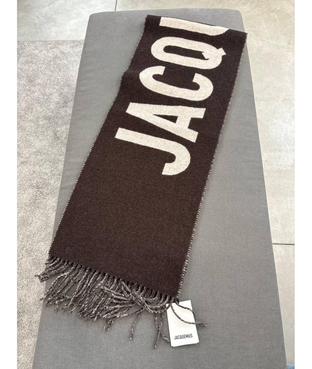 JACQUEMUS Коричневый шерстяной шарф, фото 2