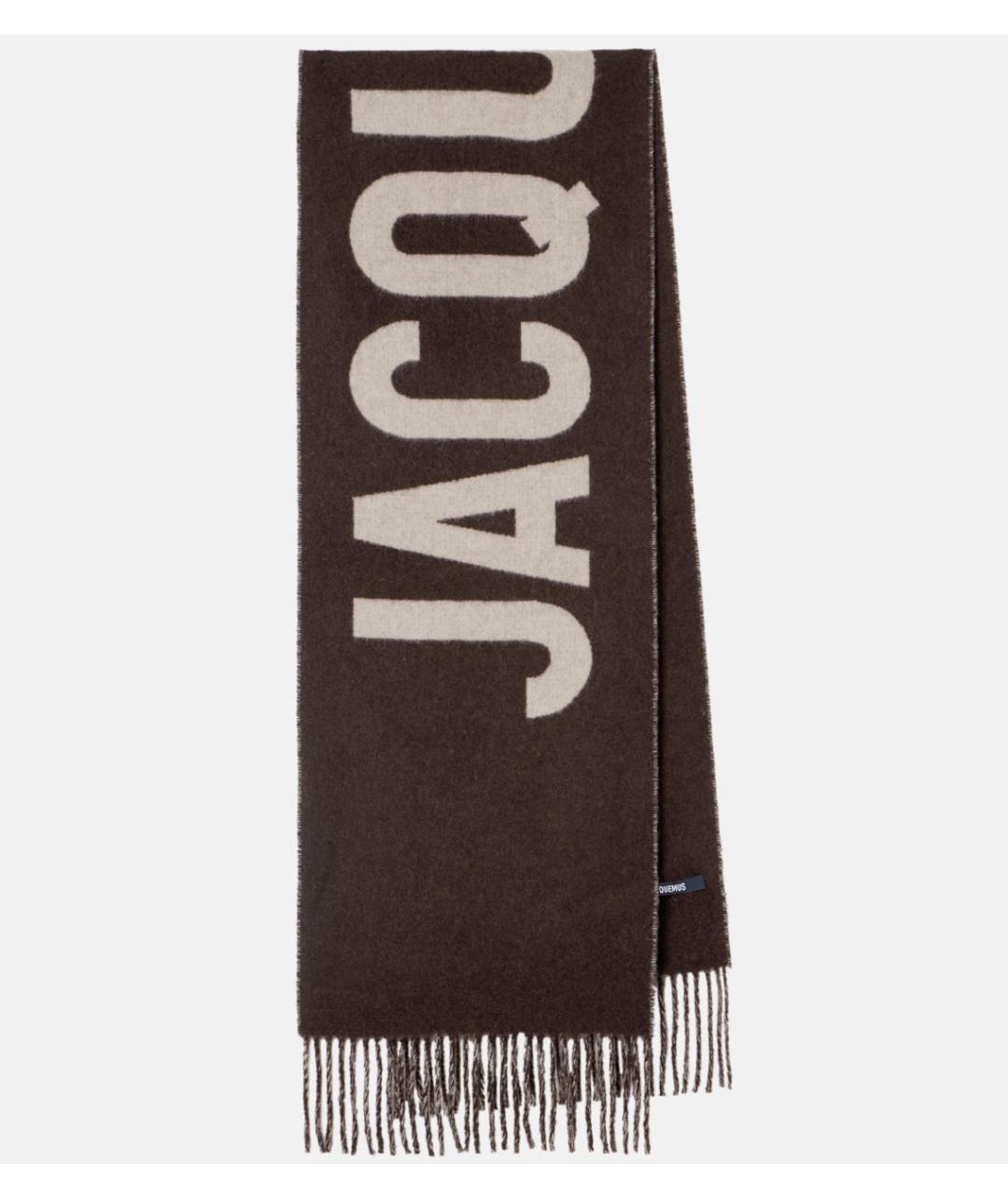 JACQUEMUS Коричневый шерстяной шарф, фото 6