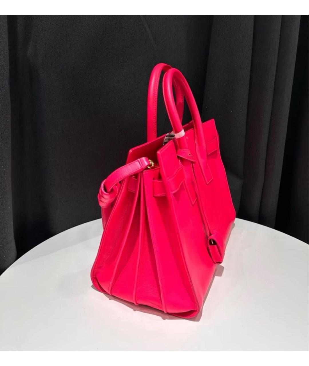 SAINT LAURENT Фуксия кожаная сумка через плечо, фото 3