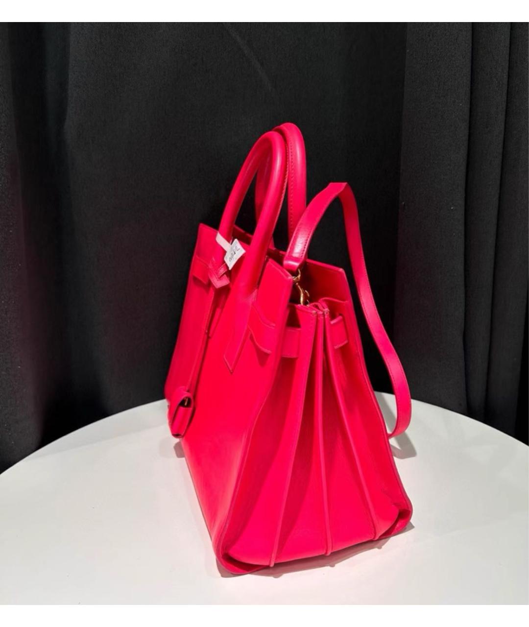 SAINT LAURENT Фуксия кожаная сумка через плечо, фото 4