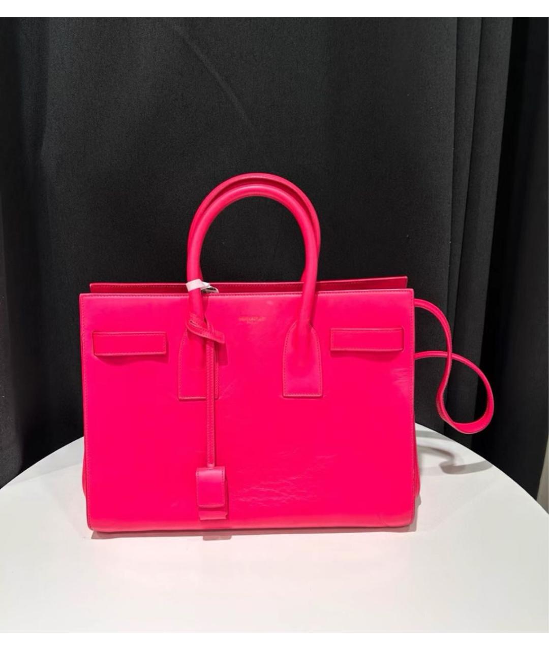 SAINT LAURENT Фуксия кожаная сумка через плечо, фото 2