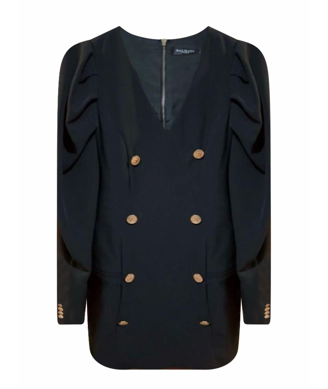 BALMAIN Черное хлопко-эластановое повседневное платье, фото 1