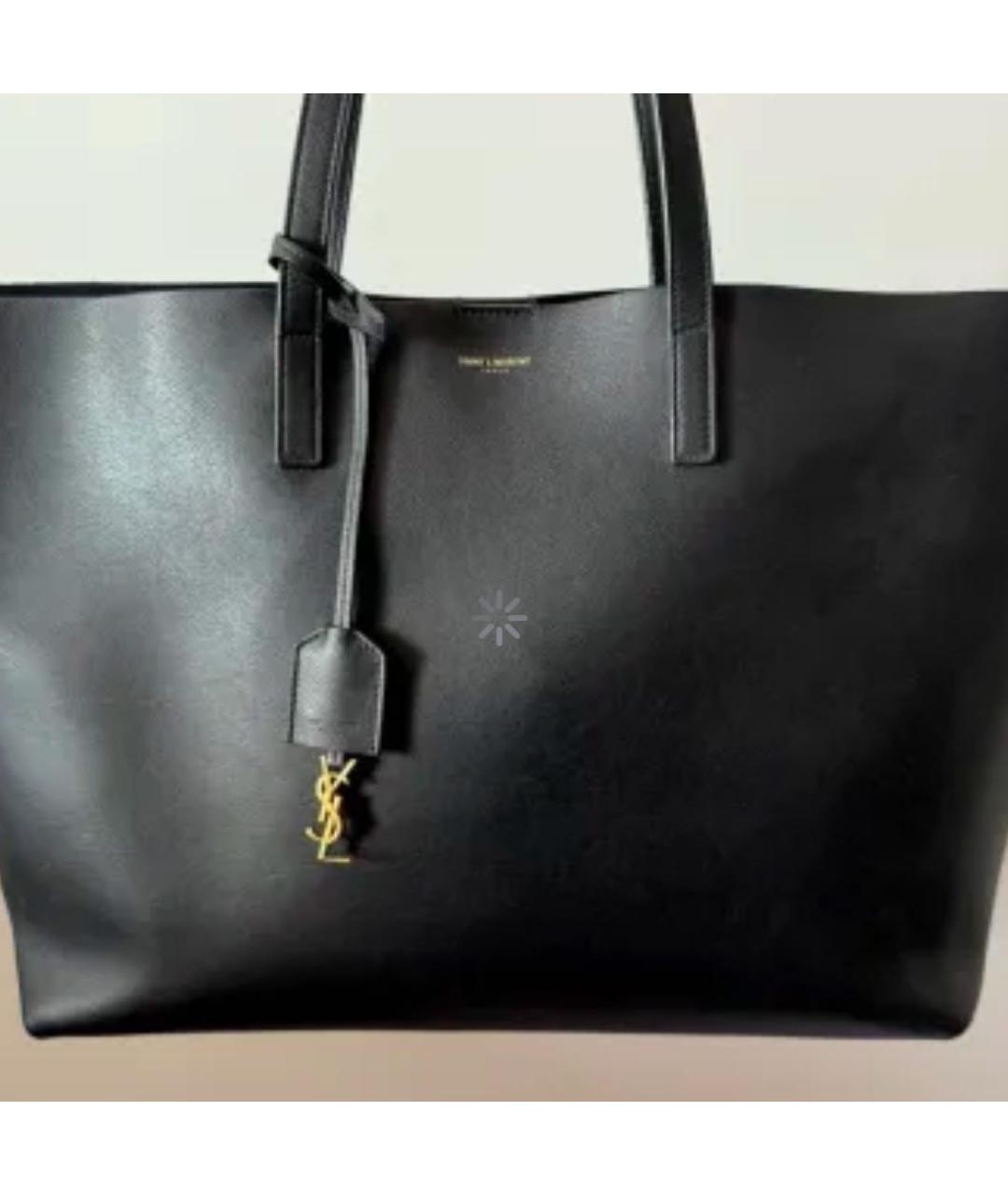 SAINT LAURENT Черная кожаная сумка тоут, фото 2