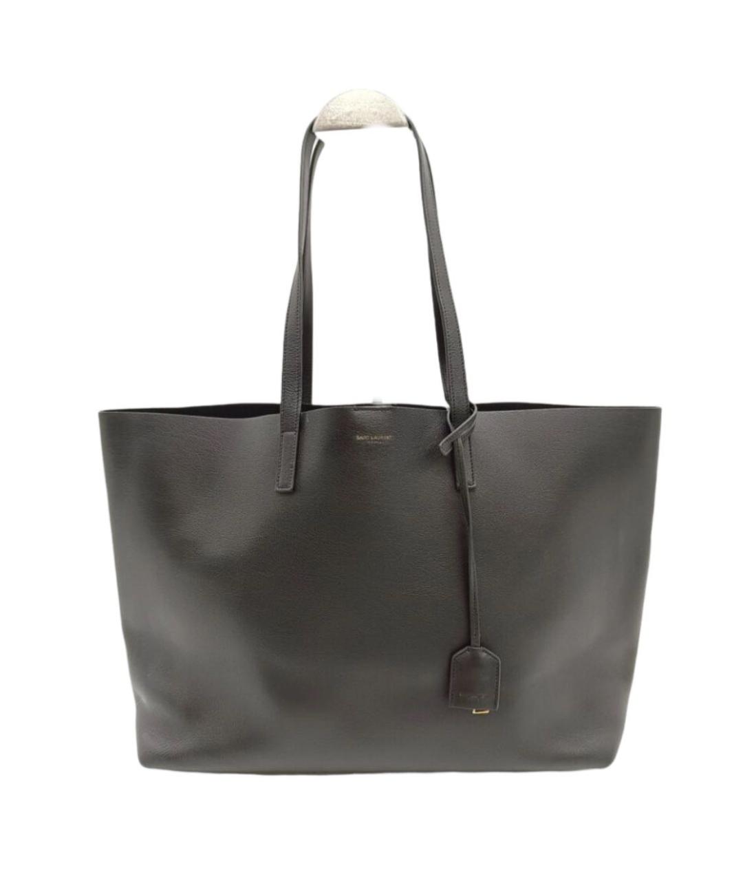 SAINT LAURENT Черная кожаная сумка тоут, фото 8