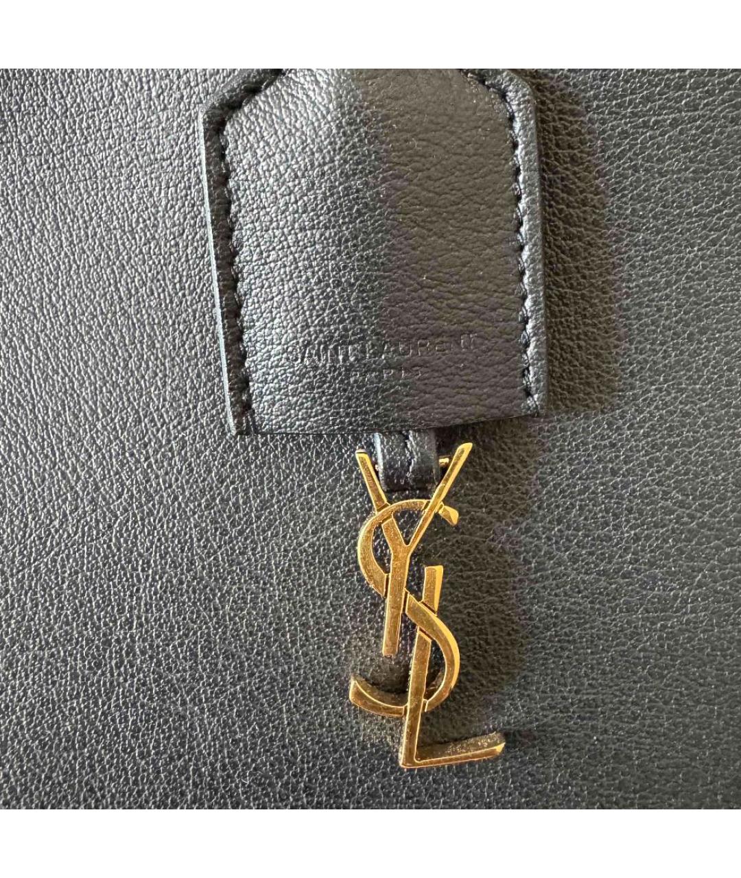 SAINT LAURENT Черная кожаная сумка тоут, фото 6