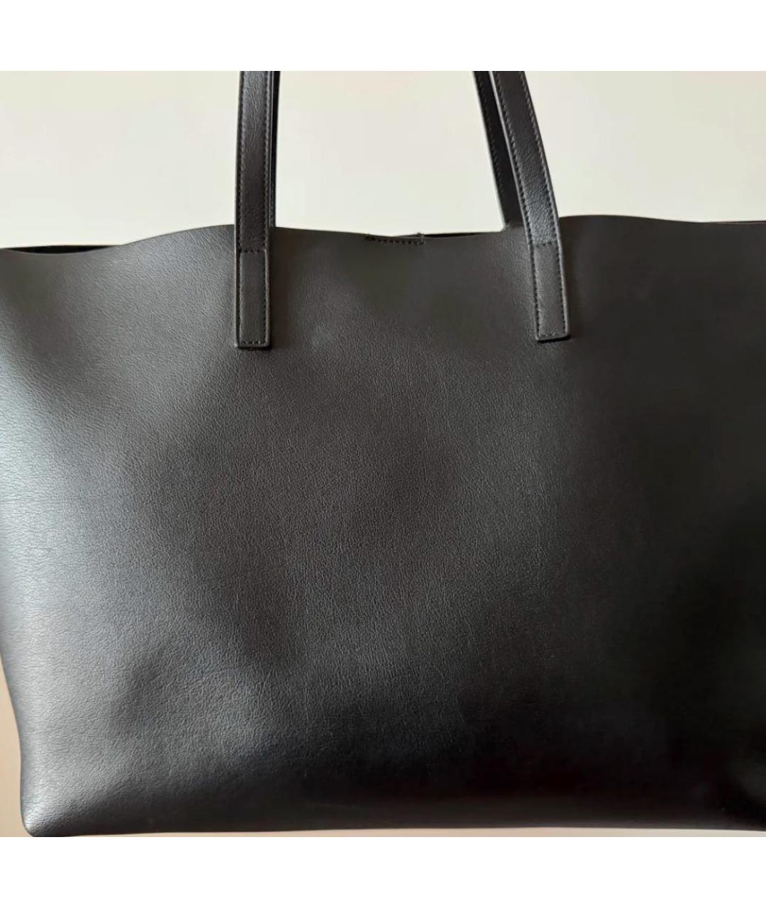 SAINT LAURENT Черная кожаная сумка тоут, фото 4