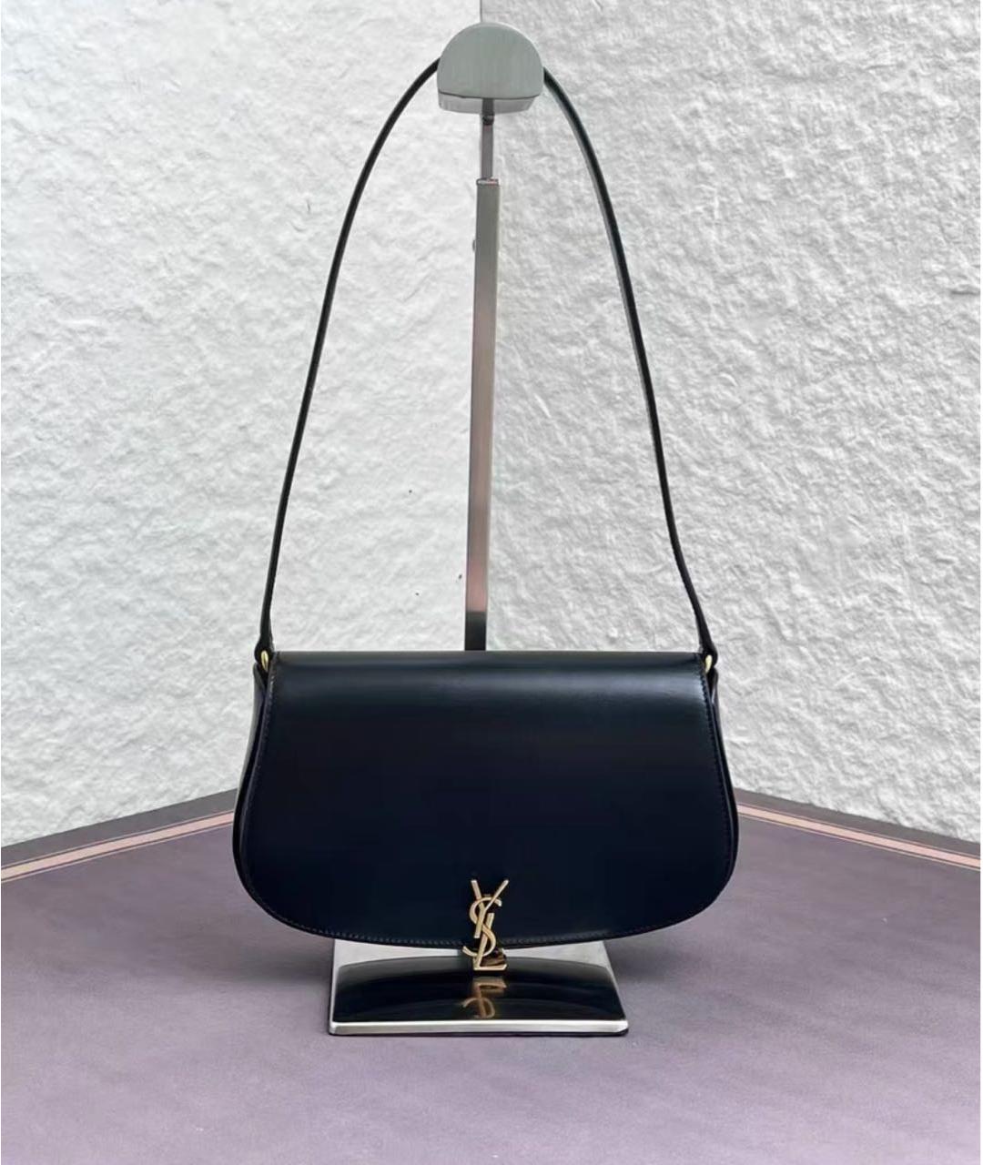 SAINT LAURENT Черная кожаная сумка через плечо, фото 3