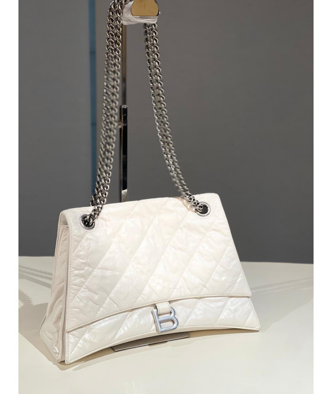 BALENCIAGA Белая кожаная сумка через плечо, фото 7