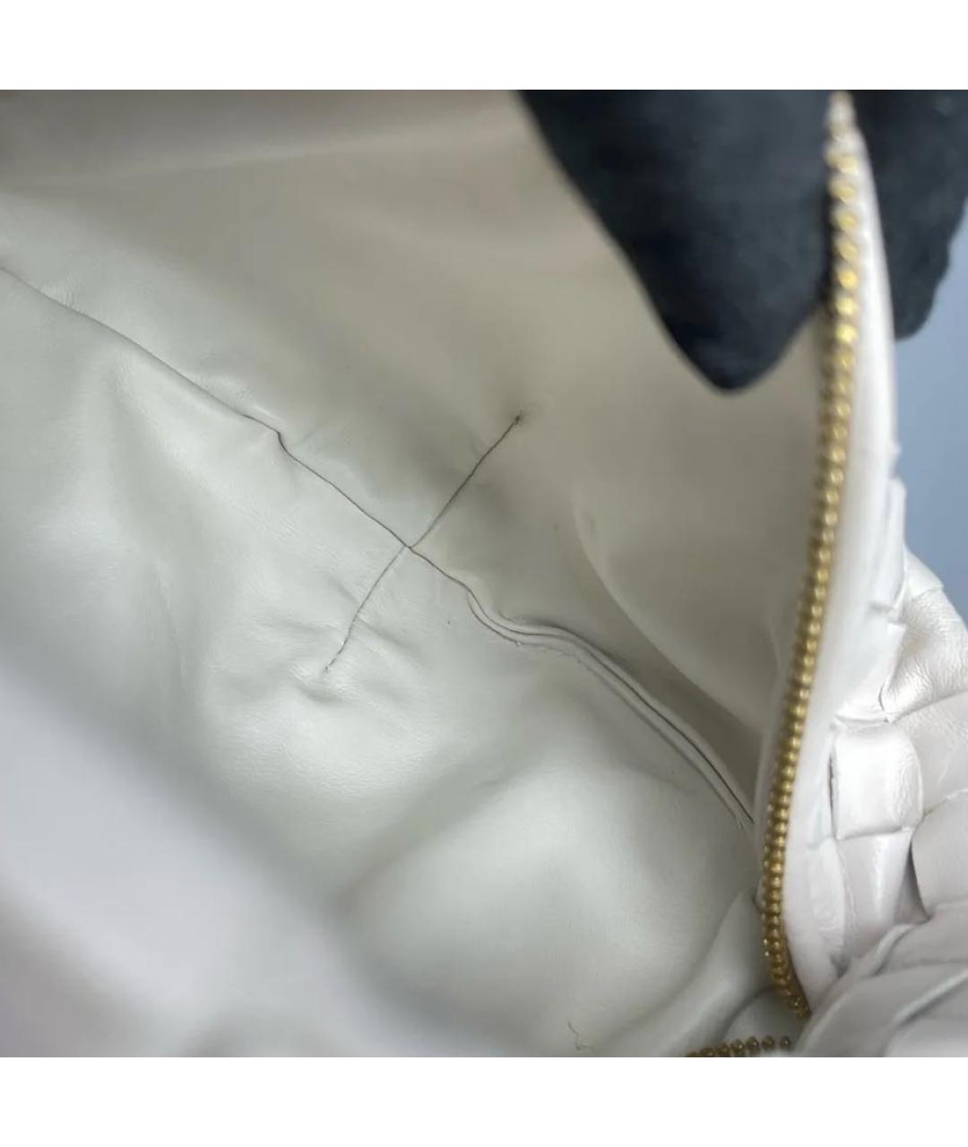 BOTTEGA VENETA Белая кожаная сумка с короткими ручками, фото 4