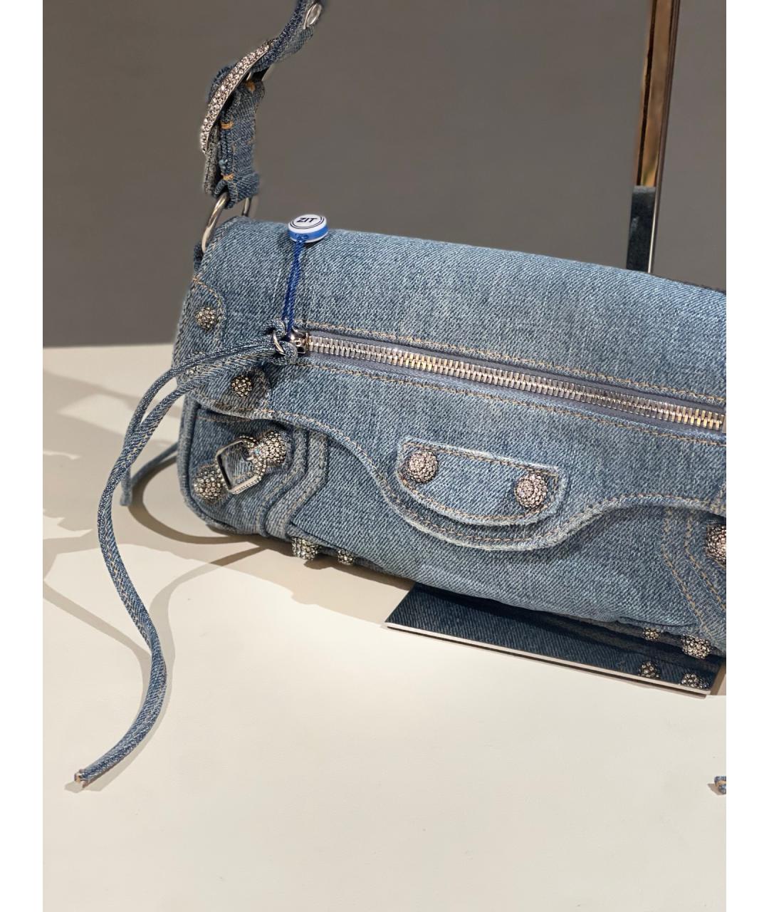 BALENCIAGA Голубая деним сумка через плечо, фото 8