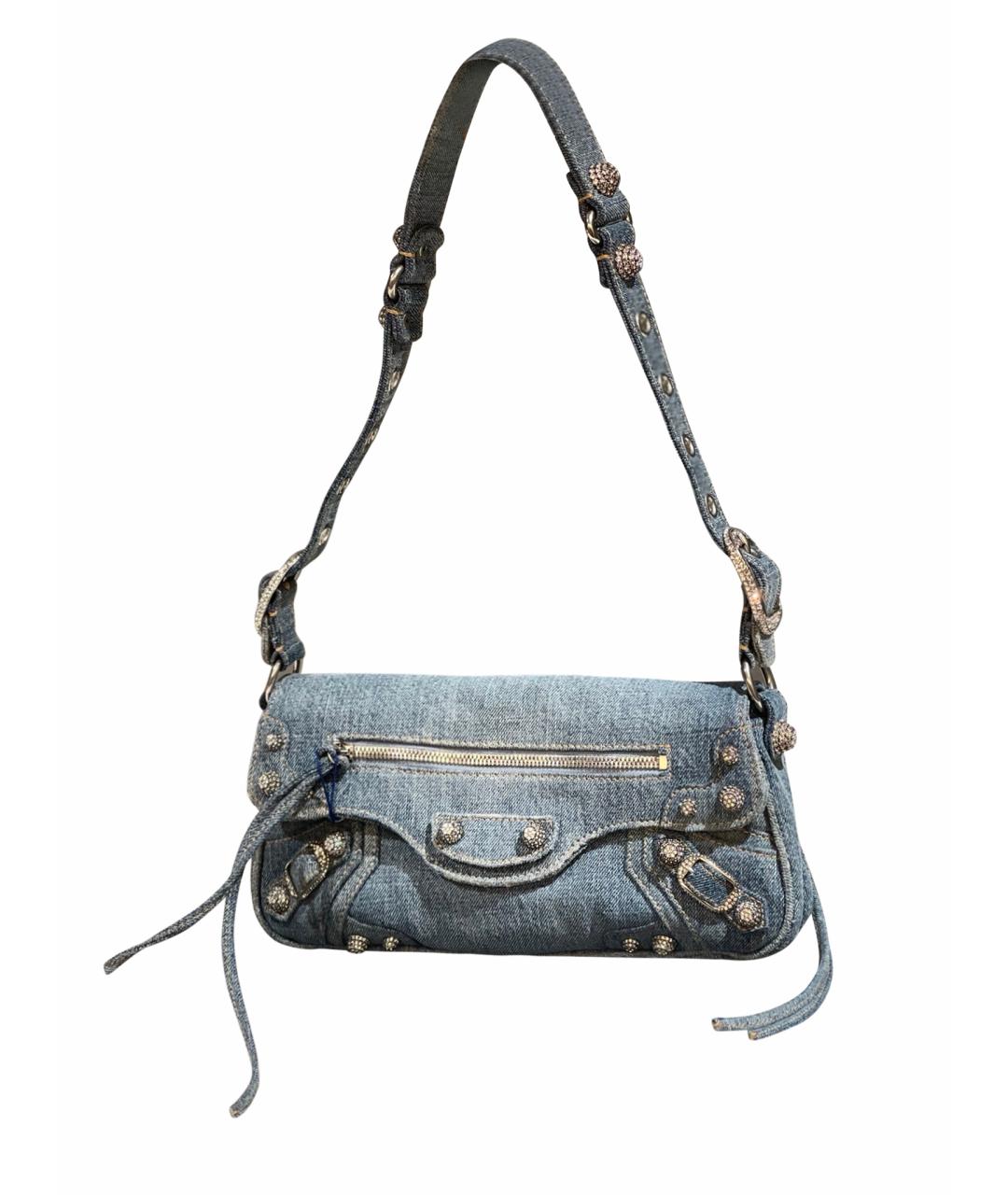 BALENCIAGA Голубая деним сумка через плечо, фото 1