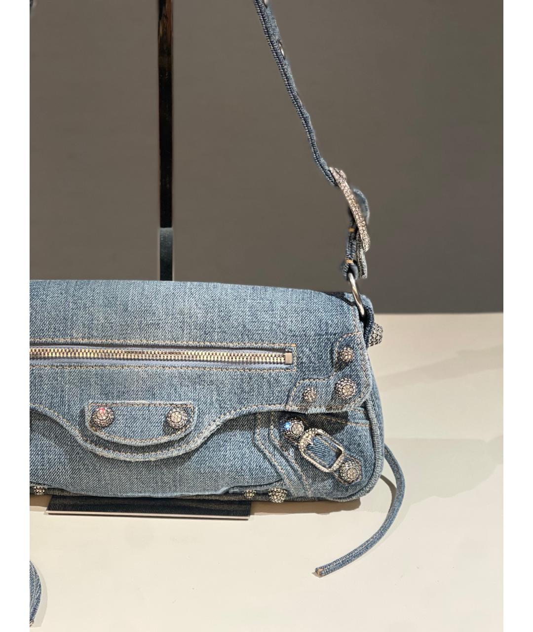 BALENCIAGA Голубая деним сумка через плечо, фото 9