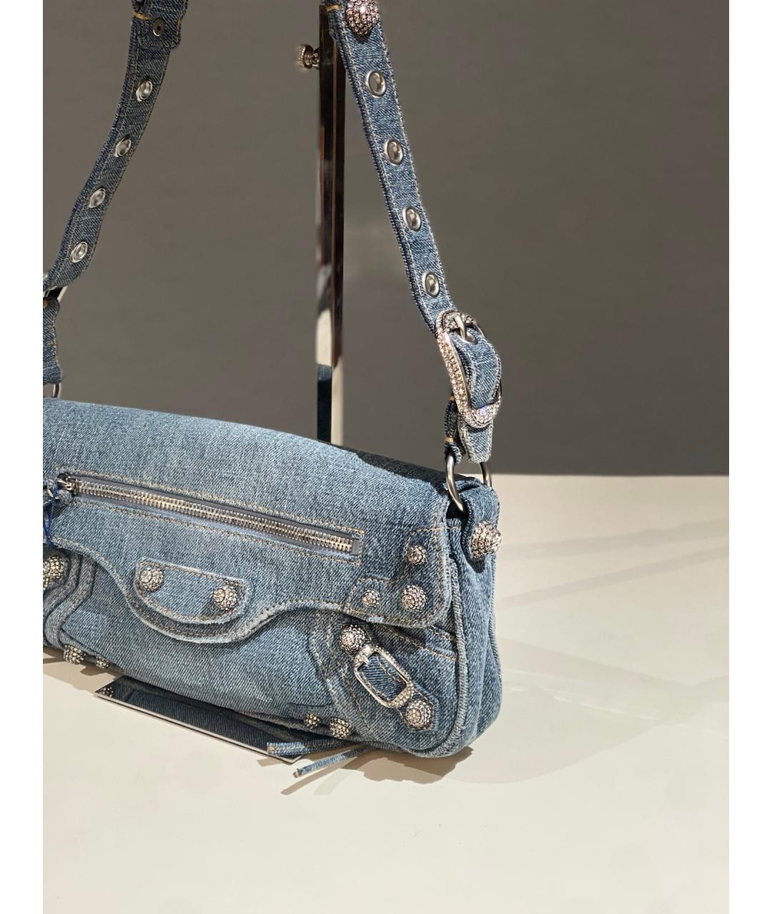 BALENCIAGA Голубая деним сумка через плечо, фото 3