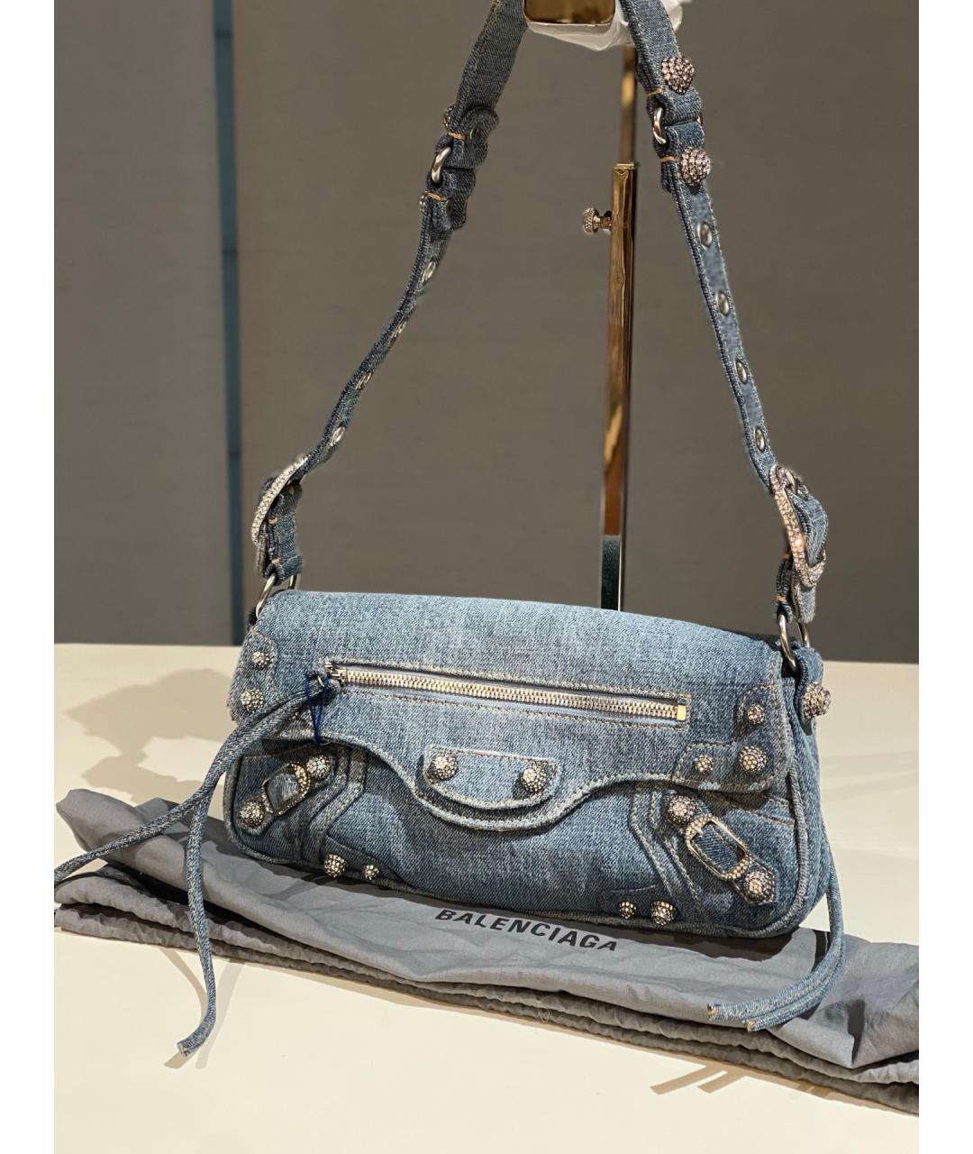 BALENCIAGA Голубая деним сумка через плечо, фото 10