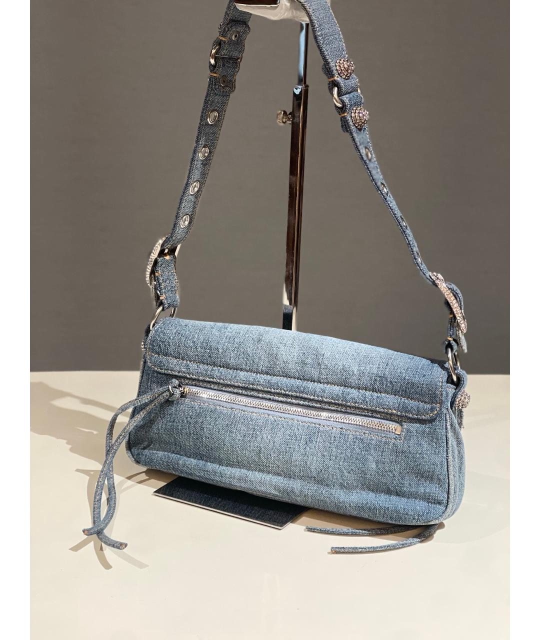 BALENCIAGA Голубая деним сумка через плечо, фото 4