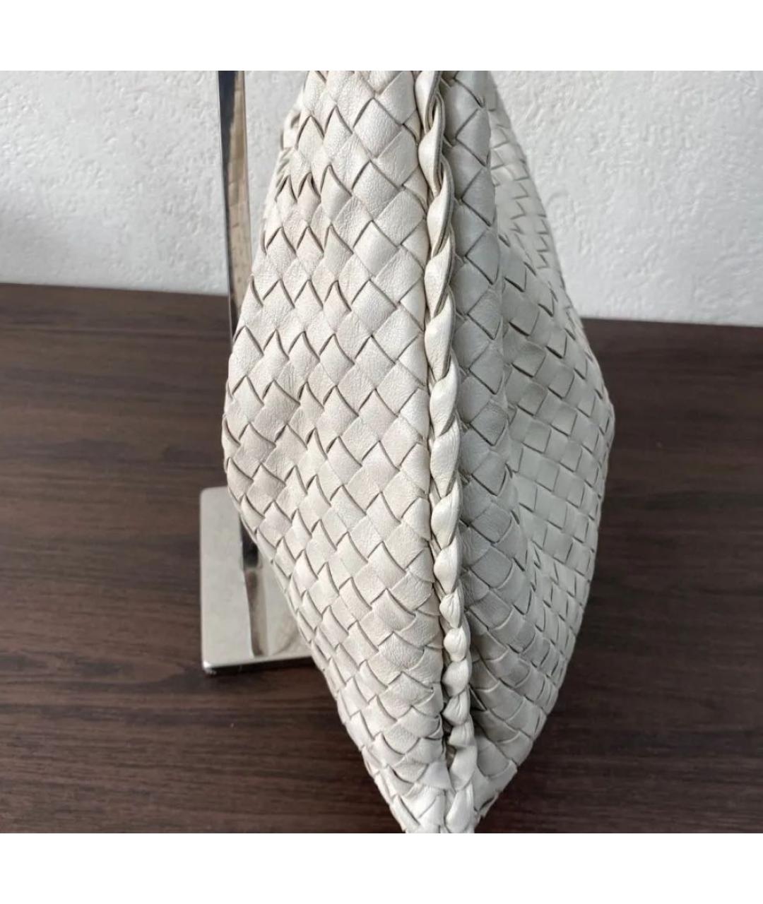 BOTTEGA VENETA Белая кожаная сумка через плечо, фото 4