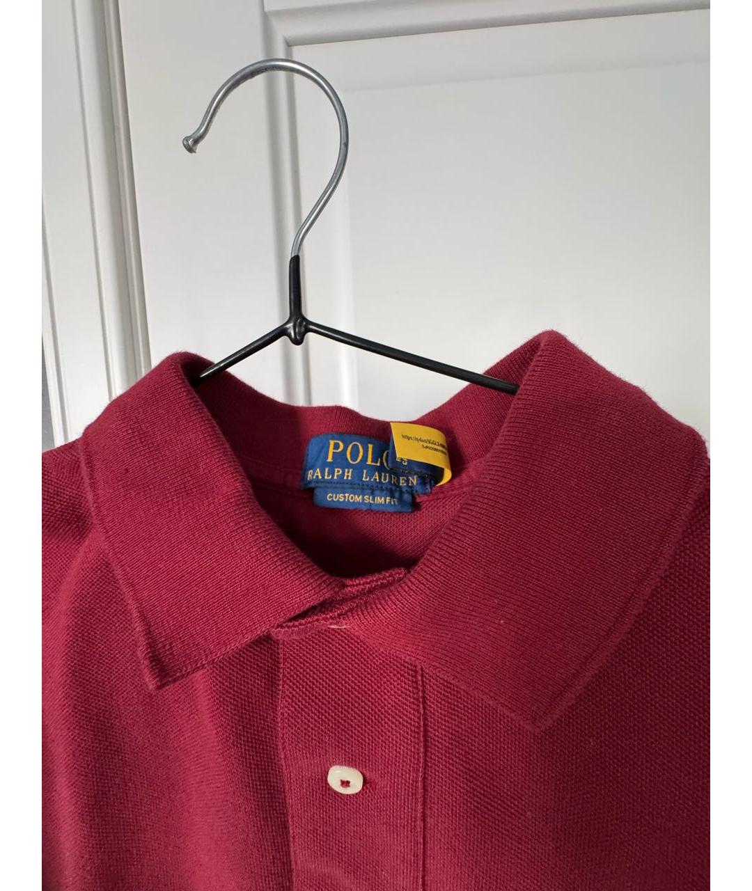 POLO RALPH LAUREN Бордовое хлопковое поло с коротким рукавом, фото 3