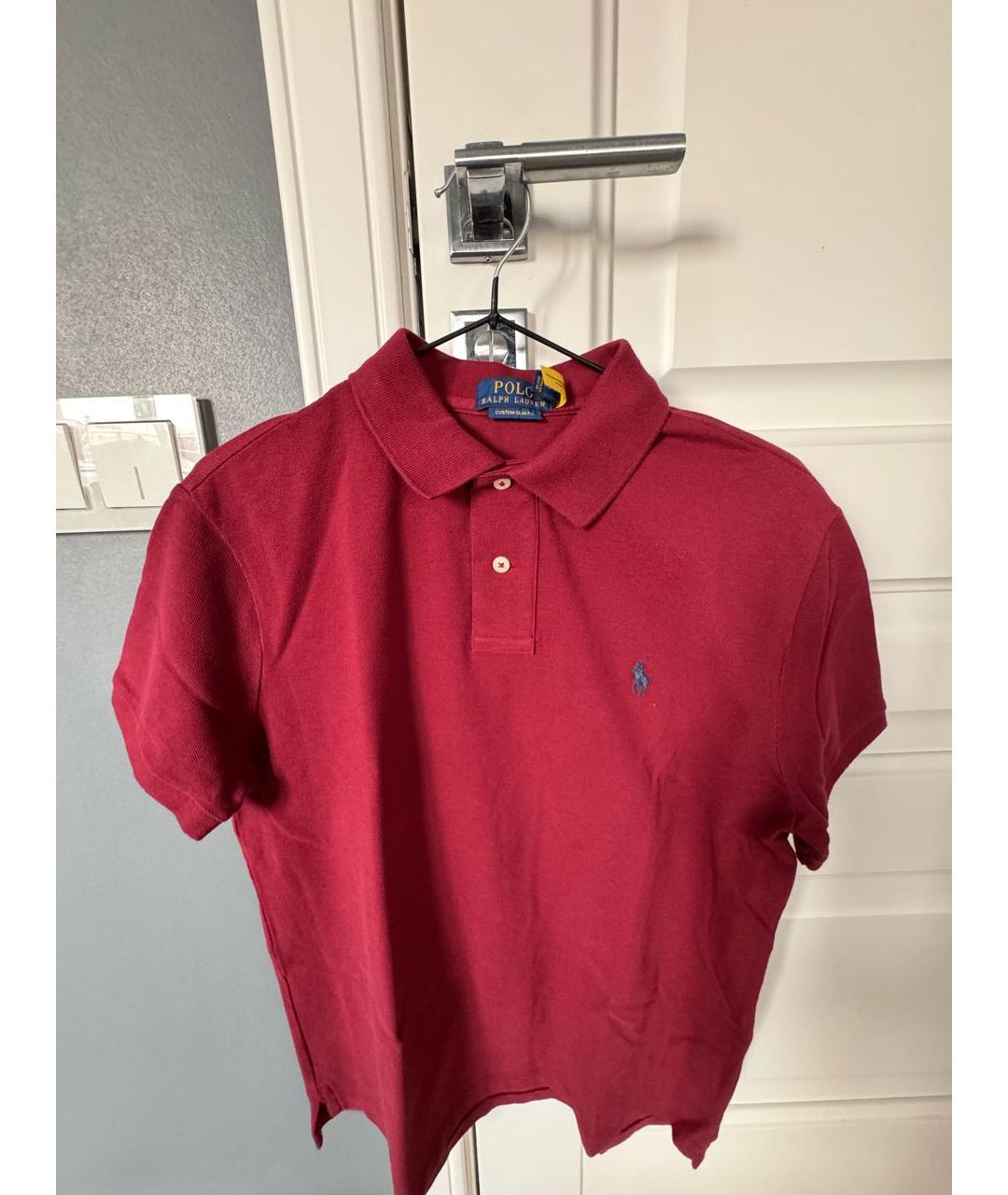 POLO RALPH LAUREN Бордовое хлопковое поло с коротким рукавом, фото 4