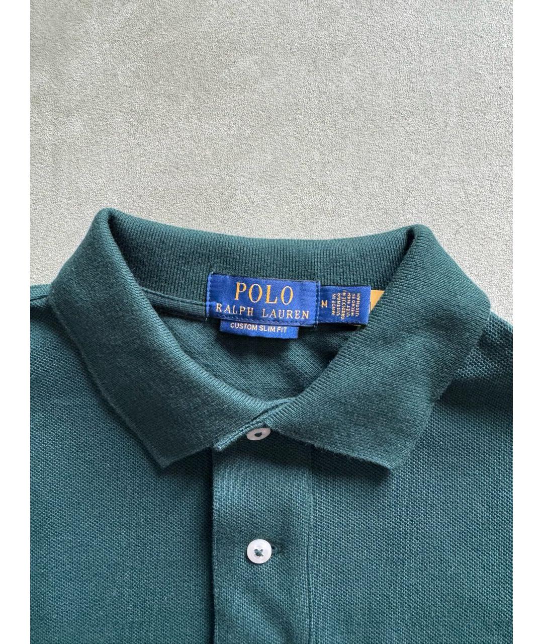 POLO RALPH LAUREN Зеленые хлопковое поло с коротким рукавом, фото 3