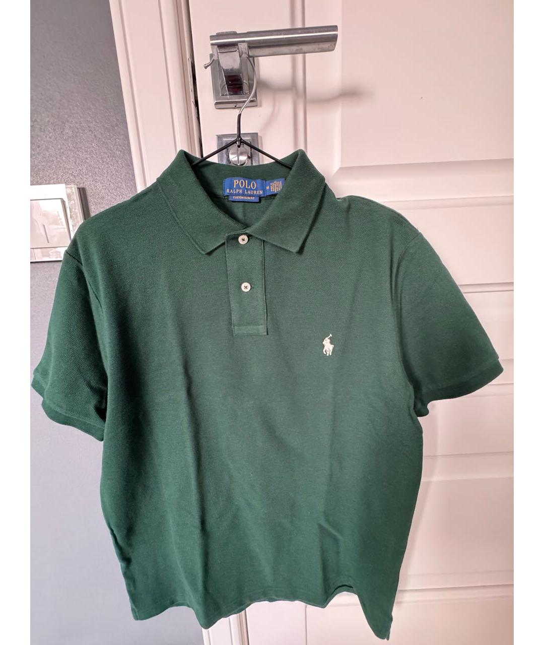 POLO RALPH LAUREN Зеленые хлопковое поло с коротким рукавом, фото 4