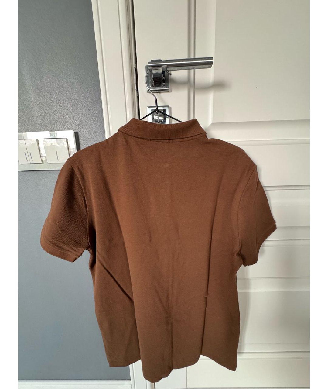 POLO RALPH LAUREN Коричневое хлопковое поло с коротким рукавом, фото 2